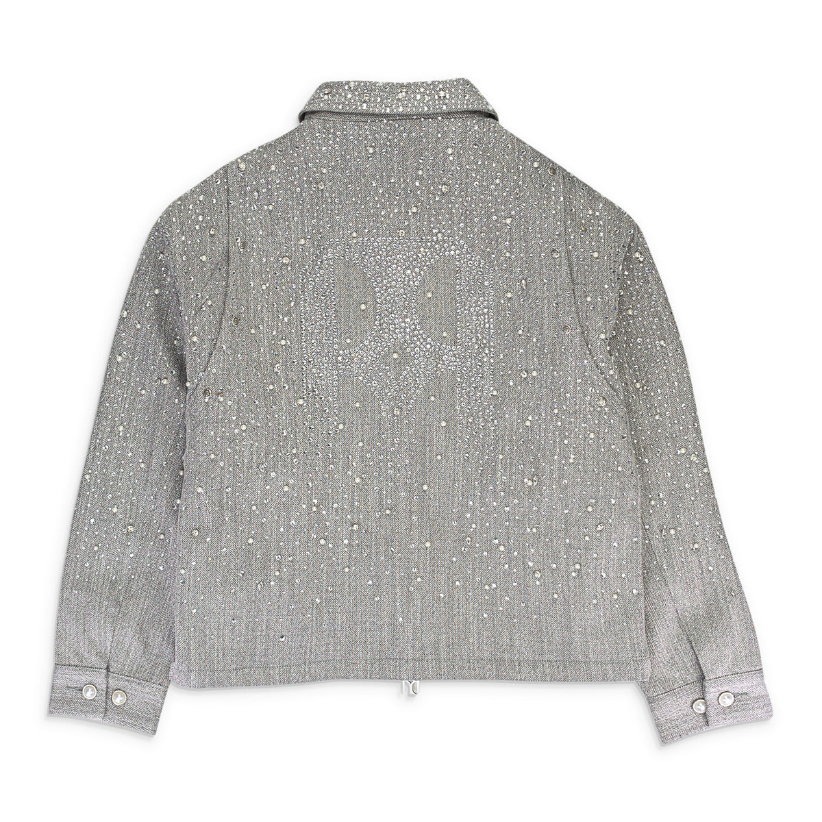 RHINESTONE ZIPPER LIGHT GREY WORK JACKET
