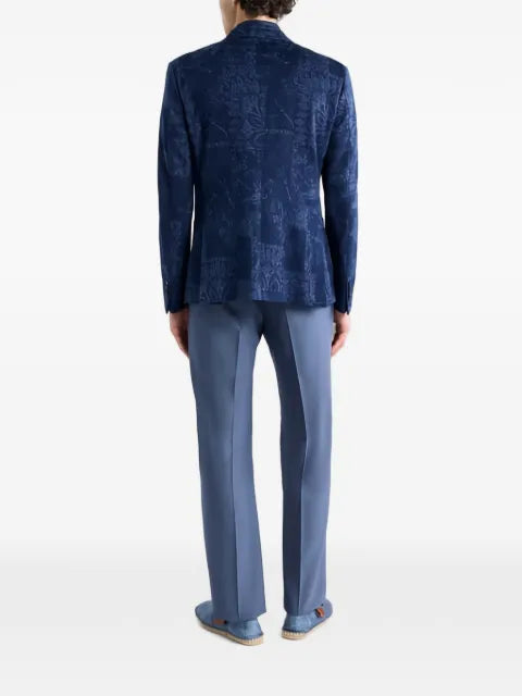 ETRO single-breasted cotton jacquard jacket with floral motif
